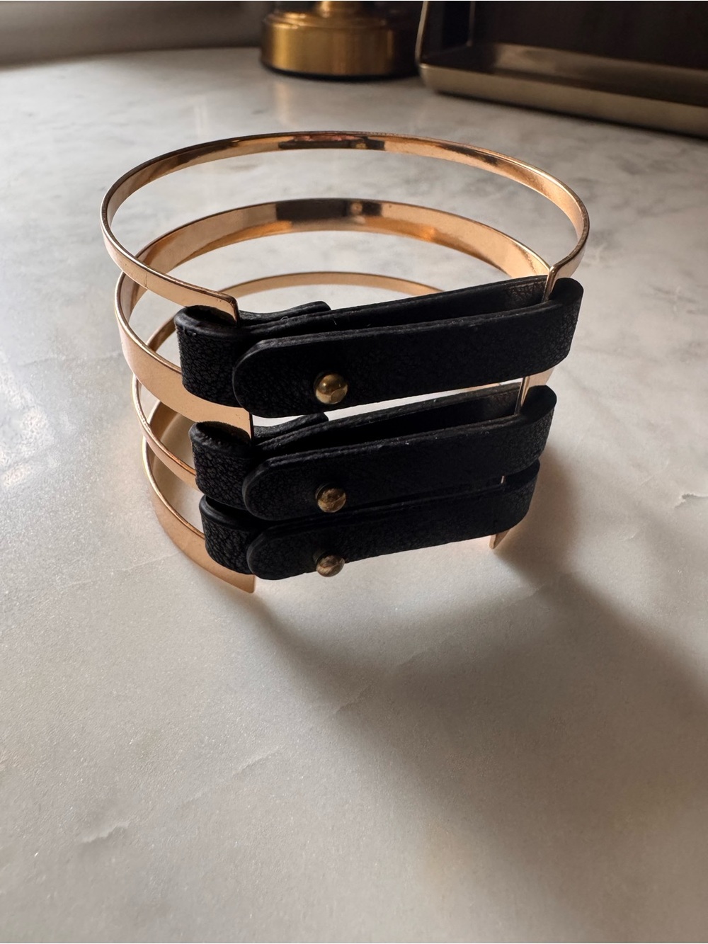 Bronze and Leather Cuff Bracelet
